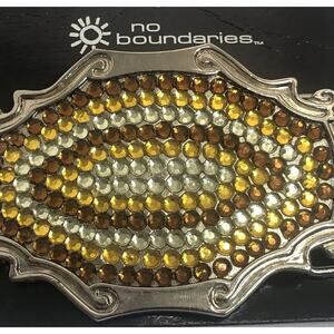 Belt Buckle No Boundaries Western Rhinestone Covered Pattern Topaz Colors Womens